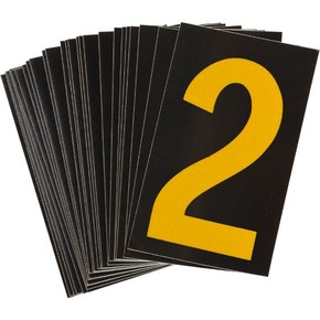 Цифра 2 Brady, желтый на черном, 38 шт, 35x48 мм, b-946, Винил, 25 шт.