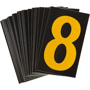Цифра 8 Brady, желтый на черном, 38 шт, 35x48 мм, b-946, Винил, 25 шт.