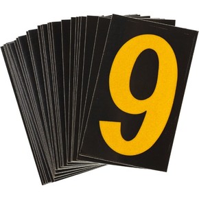 Цифра 9 Brady, желтый на черном, 38 шт, 35x48 мм, b-946, Винил, 25 шт.