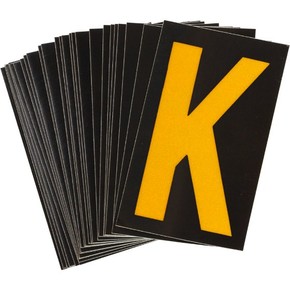 Буква K Brady, желтый на черном, 38 шт, 35x48 мм, b-946, Винил, 25 шт.