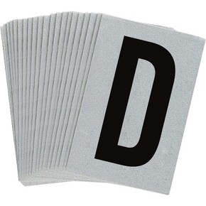 Буква D Brady, черный на серебряном,белом, 6 шт, 38x89 мм, b-946, Винил, 25 шт.