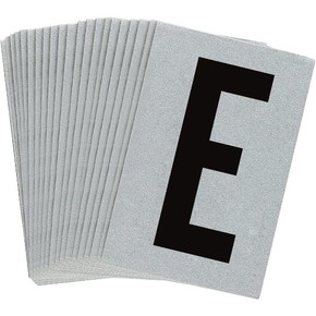 Буква E Brady, черный на серебряном,белом, 6 шт, 38x89 мм, b-946, Винил, 25 шт.