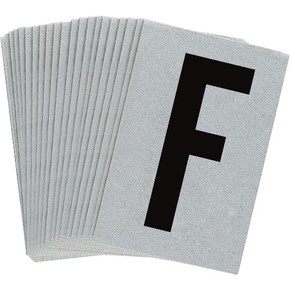 Буква F Brady, черный на серебряном,белом, 6 шт, 38x89 мм, b-946, Винил, 25 шт.