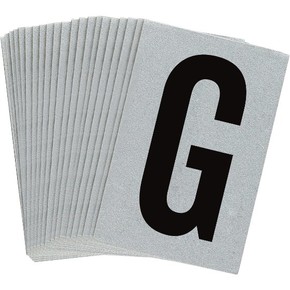 Буква G Brady, черный на серебряном,белом, 6 шт, 38x89 мм, b-946, Винил, 25 шт.