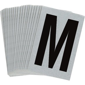 Буква M Brady, черный на серебряном,белом, 6 шт, 38x89 мм, b-946, Винил, 25 шт.