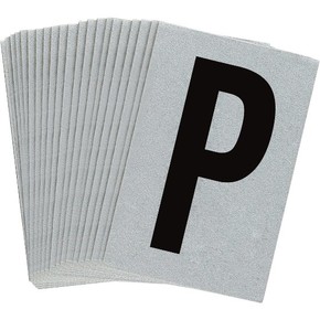 Буква P Brady, черный на серебряном,белом, 6 шт, 38x89 мм, b-946, Винил, 25 шт.