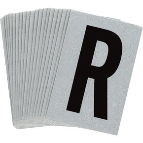 Буква R Brady, черный на серебряном,белом, 6 шт, 38x89 мм, b-946, Винил, 25 шт.
