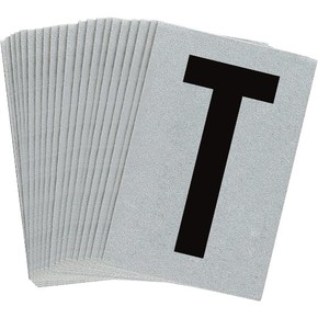 Буква T Brady, черный на серебряном,белом, 6 шт, 38x89 мм, b-946, Винил, 25 шт.