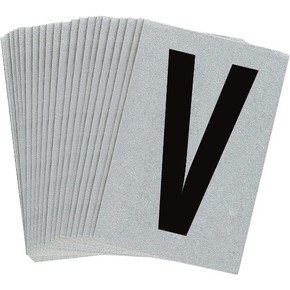 Буква V Brady, черный на серебряном,белом, 6 шт, 38x89 мм, b-946, Винил, 25 шт.