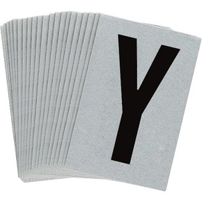 Буква Y Brady, черный на серебряном,белом, 6 шт, 38x89 мм, b-946, Винил, 25 шт.
