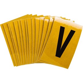Буква V Brady, черный на желтом, 25 шт, 25x38 мм, b-946, Винил, 25 шт.